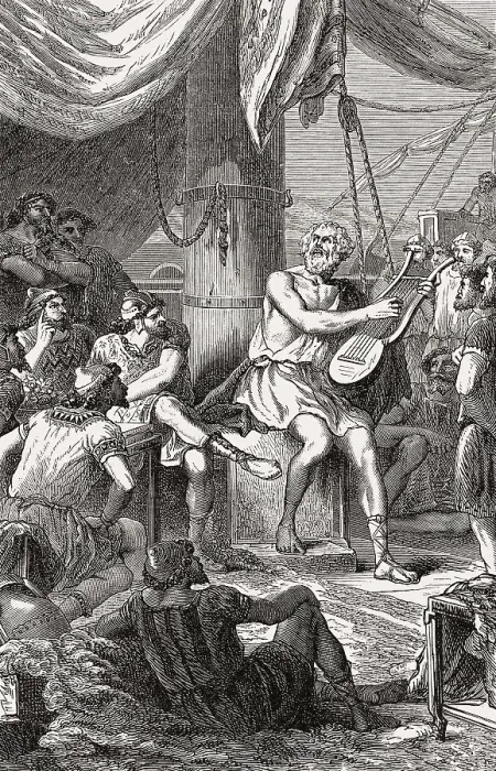 Framed Print : Homer Singing his poems for the People