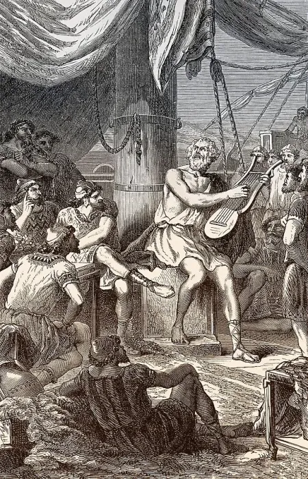 Framed Print : Homer Singing his poems for the People
