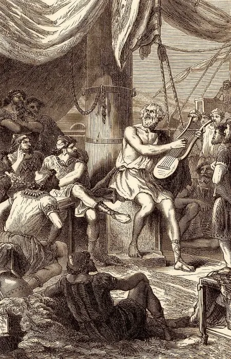 Framed Print : Homer Singing his poems for the People