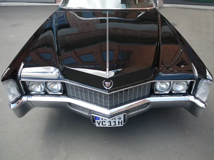 Framed Print : Hood of an American Cadillac with the reflection of a building Framed Print : Hood of an American Cadillac with the reflection of a building