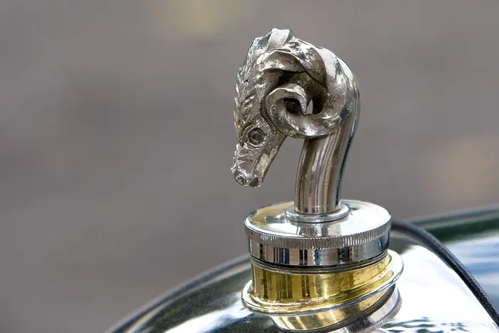 Framed Print : Hood ornament, vintage car meeting