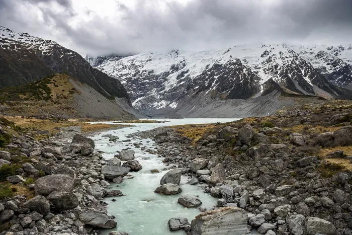 Framed Print : Hooker River and Hooker Lake, Mount Cook Framed Print : Hooker River and Hooker Lake, Mount Cook
