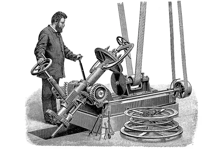 Framed Print : Horizontal round bottom cutting machine Framed Print : Horizontal round bottom cutting machine
