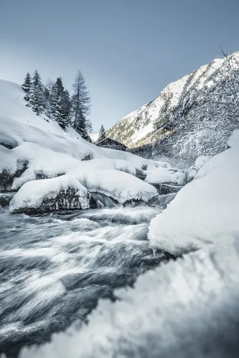 Framed Print : Horlach creek in winter Oetztal Framed Print : Horlach creek in winter Oetztal