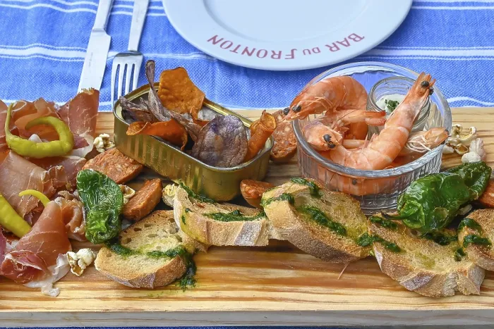 Framed Print : Hors d'oeuvre on a board, Bar du Fronton Framed Print : Hors d'oeuvre on a board, Bar du Fronton