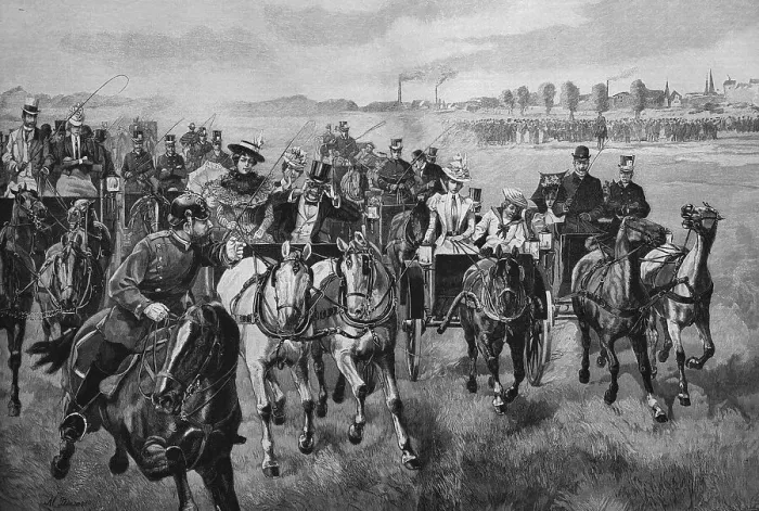 Framed Print : Horse-drawn carriages, parade on the Tempelhofer Feld field in Berlin Framed Print : Horse-drawn carriages, parade on the Tempelhofer Feld field in Berlin