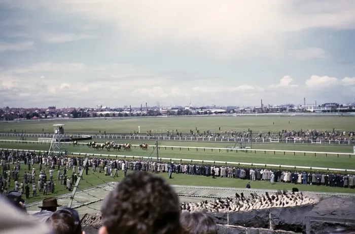 Framed Print : Horse racing at Flemington Racecourse, Melbourne, Australia, 1956, Oceania Framed Print : Horse racing at Flemington Racecourse, Melbourne, Australia, 1956, Oceania