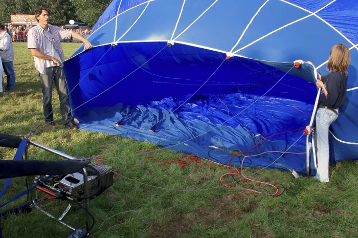 Framed Print : Hot air balloon being inflated Framed Print : Hot air balloon being inflated