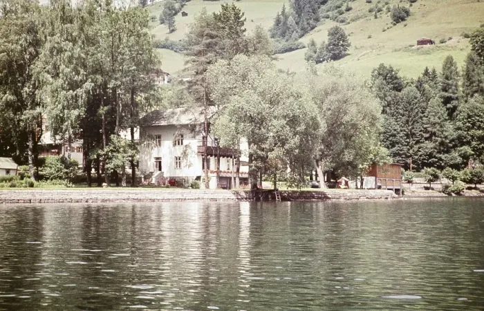 Framed Print : Hotel building on the lake with cafe terrace in Zell am See, Austria, Europe 1960, Europe Framed Print : Hotel building on the lake with cafe terrace in Zell am See, Austria, Europe 1960, Europe