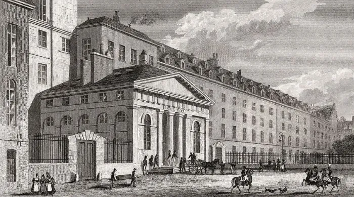 Framed Print : Hotel-Dieu de Paris, antique steel engraved print Framed Print : Hotel-Dieu de Paris, antique steel engraved print