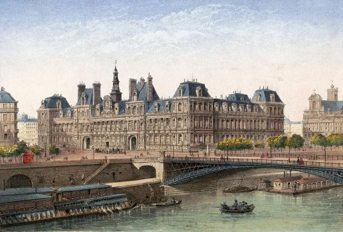 Framed Print : Hotel de Ville, City Hall, Paris in the 19th century