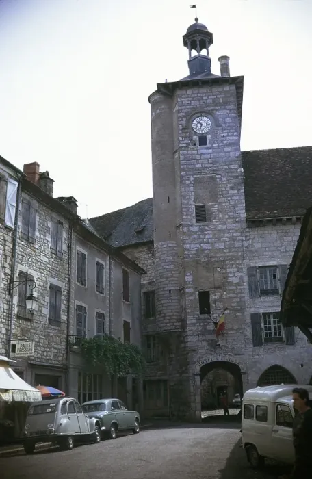 Framed Print : Hotel de Ville and clock tower in Martel, Dordogne, France, 1971, Europe