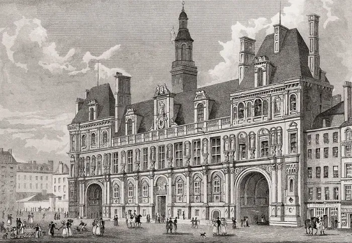 Framed Print : Hotel de Ville, Paris, antique steel engraved print Framed Print : Hotel de Ville, Paris, antique steel engraved print