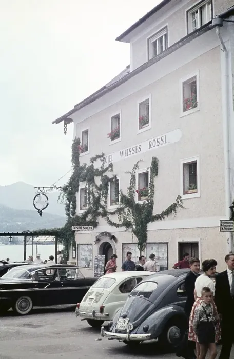 Framed Print : Hotel Weisses Rossl, White Horse Inn, Wolfgangsee, St. Wolfgang im Salzkammergut, Austria, Europe 1960, Europe