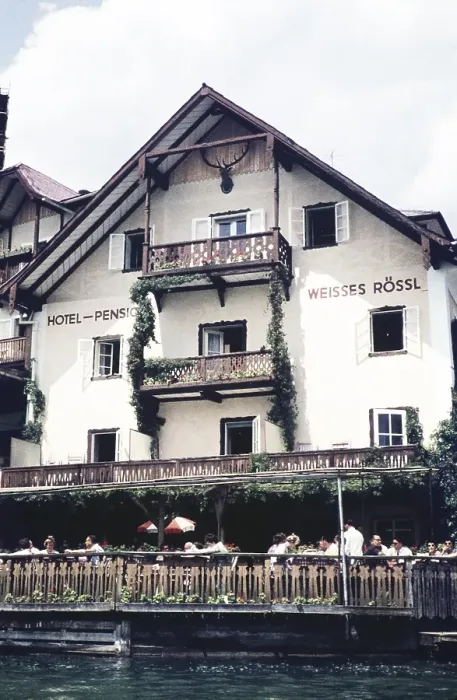 Framed Print : Hotel Weisses Rossl, White Horse Inn, Wolfgangsee, St. Wolfgang im Salzkammergut, Austria, Europe 1960, Europe