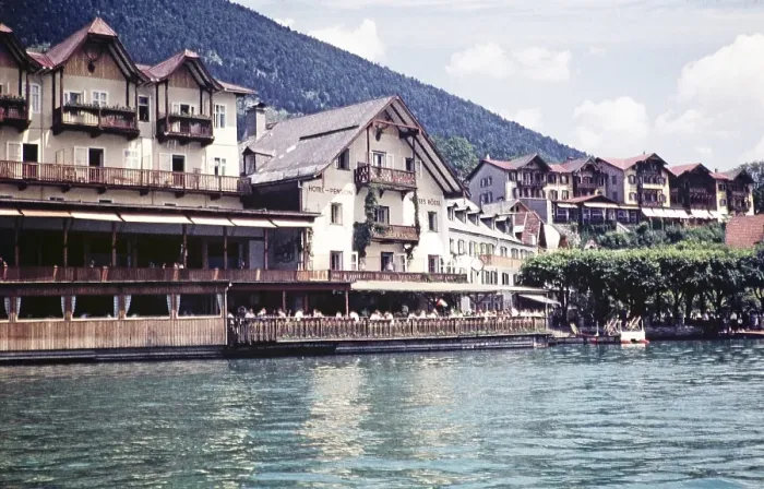 Framed Print : Hotel Weisses Rossl, White Horse Inn, Wolfgangsee, St. Wolfgang im Salzkammergut, Austria, Europe 1960, Europe