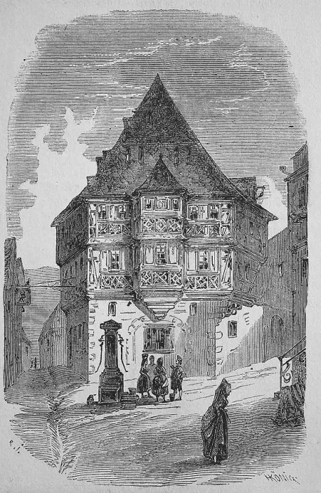 Framed Print : The Hotel zum Riesen in Miltenberg in 1869 Framed Print : The Hotel zum Riesen in Miltenberg in 1869