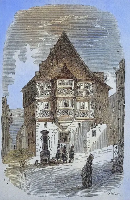 Framed Print : The Hotel zum Riesen in Miltenberg in 1869