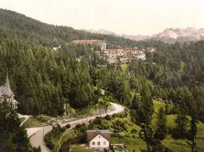 Framed Print : Hotels at the Mendel Pass, Tyrol Framed Print : Hotels at the Mendel Pass, Tyrol