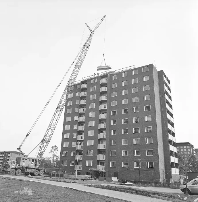 Framed Print : A house is being built in the 1970s