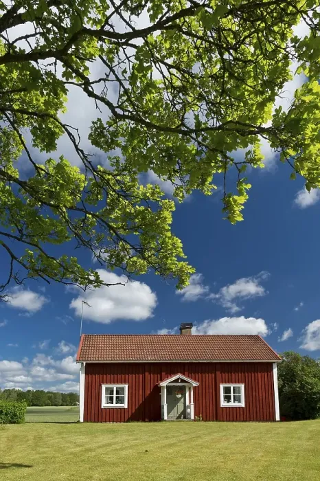 Framed Print : House painted Falu red, Smaland, Sweden, Europe Framed Print : House painted Falu red, Smaland, Sweden, Europe