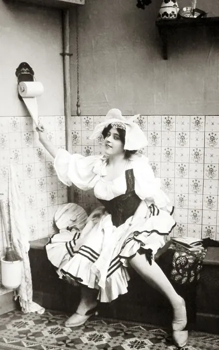 Framed Print : Housemaid on the toilet, 1910s, Germany, Europe