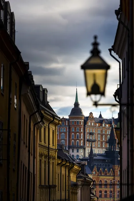 Framed Print : Houses in an alley of Gamla Stan Framed Print : Houses in an alley of Gamla Stan