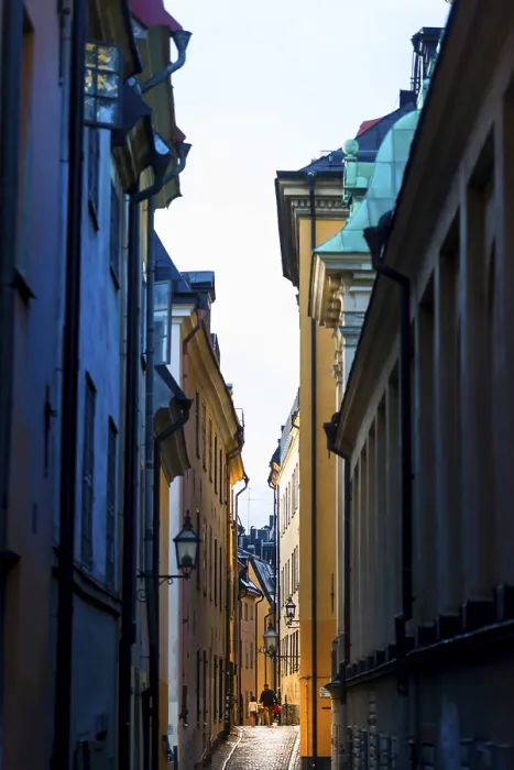 Framed Print : Houses in an alley of Gamla Stan