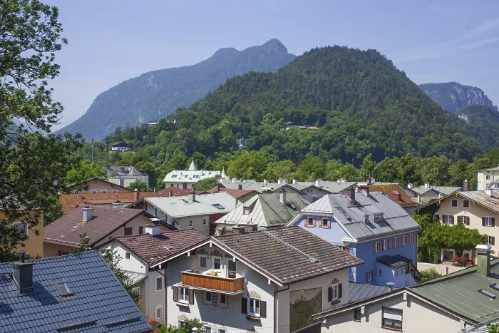 Framed Print : Houses and mountains, Bad Reichenhall