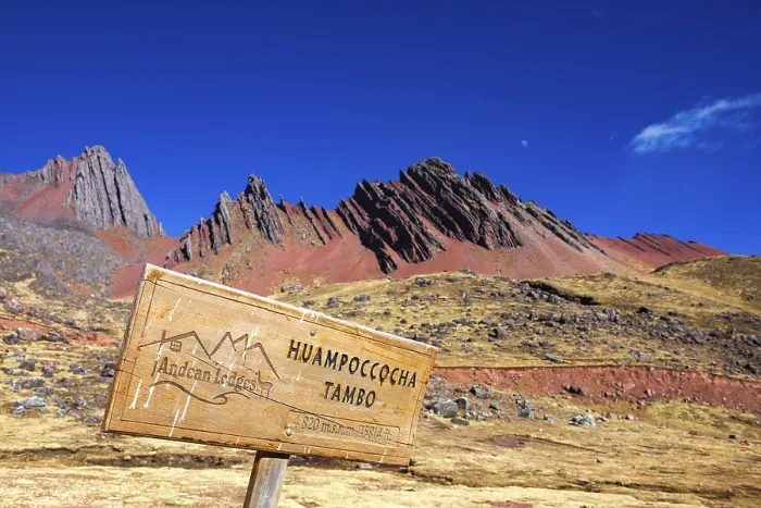 Framed Print : Huampococha Tambo Sign, Rainbow Mountains