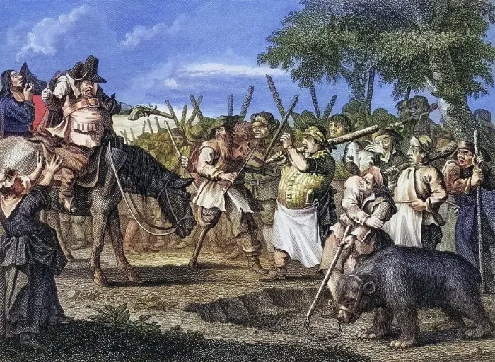 Framed Print : Hudibras First Adventure Engraved by C Mottram after Hogarth from The Works of Hogarth published London 1833 Framed Print : Hudibras First Adventure Engraved by C Mottram after Hogarth from The Works of Hogarth published London 1833