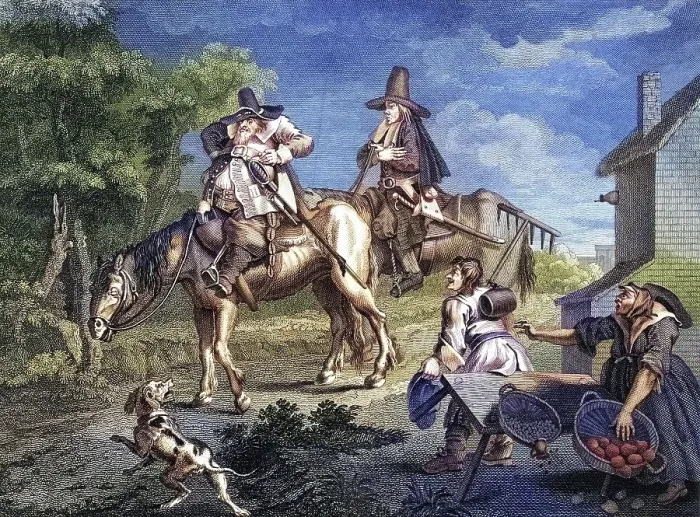 Framed Print : Hudibras The manner how he sallies forth Engraved by C Armstrong after Hogarth from The Works of Hogarth published