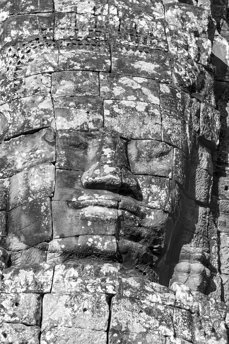 Framed Print : Huge stone-carved face of Bodhisattva Lokeshvara