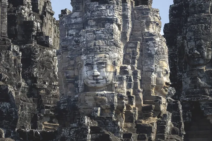 Framed Print : Huge stone-carved faces of Bodhisattva Lokeshvara Framed Print : Huge stone-carved faces of Bodhisattva Lokeshvara