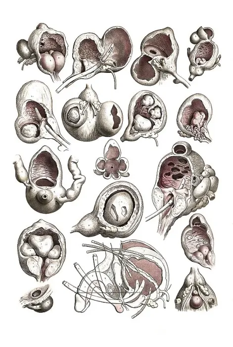 Framed Print : Human anatomy, medicine, operations on a man's bladder from various positions