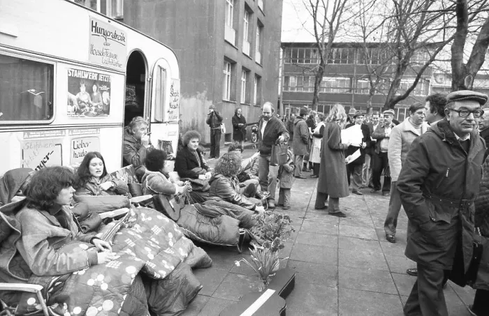 Framed Print : In a hunger strike to secure the jobs of steelworkers at Hoesch AG