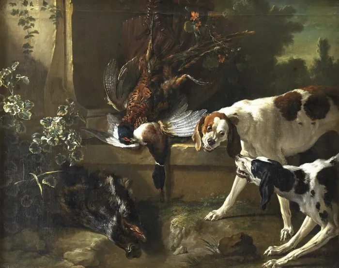 Framed Print : Hunting Dogs and Game, Historical