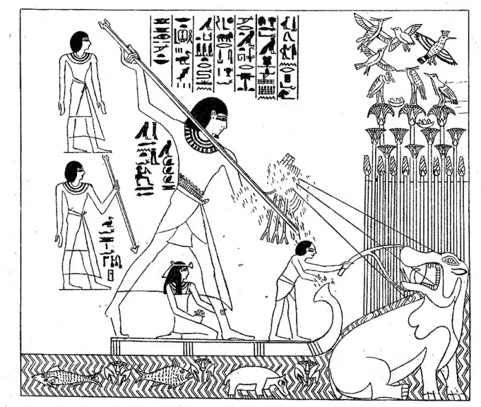 Framed Print : Hunting hippos in ancient Egypt Framed Print : Hunting hippos in ancient Egypt