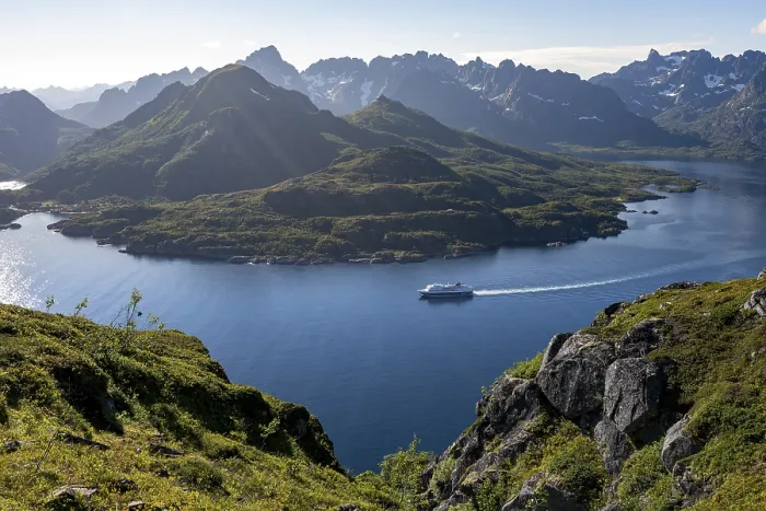 Framed Print : Hurtigruten cruise ship in the fjord