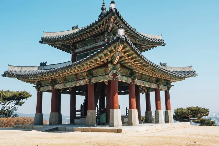 Framed Print : Hwaseong Fortress Seojangdae, Korean traditional architecture in Suwon