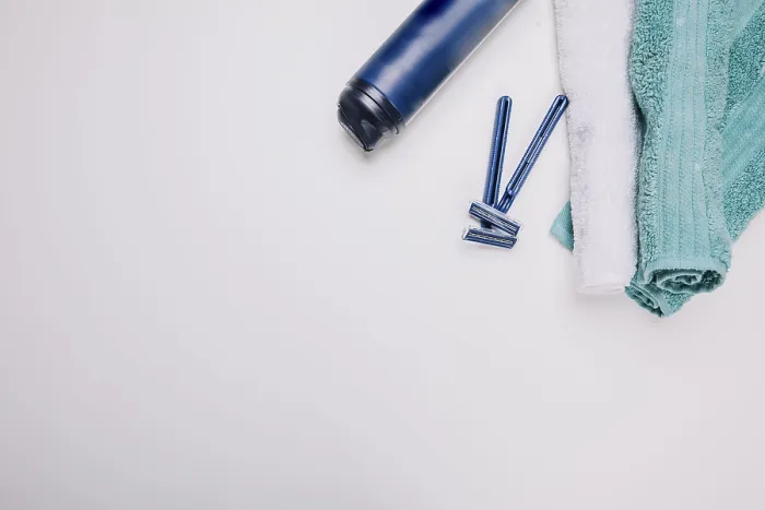 Framed Print : Hygiene composition with towel space Framed Print : Hygiene composition with towel space
