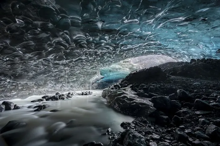 Framed Print : Ice cave in Vatnajoekull glacier