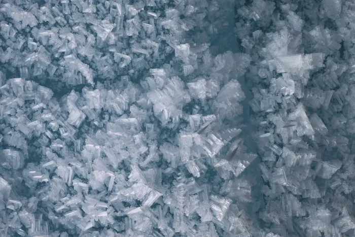 Framed Print : Ice crystals on glacier wall, glacier cave