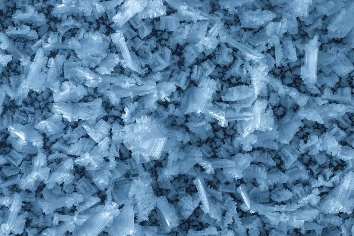 Framed Print : Ice crystals on glacier wall, glacier cave