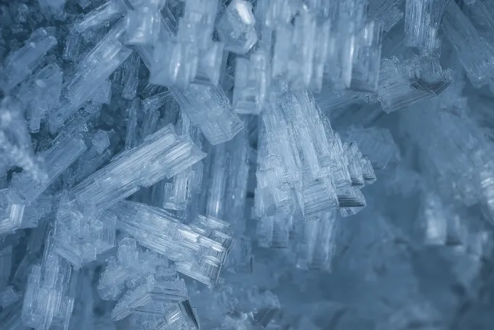 Framed Print : Ice crystals on glacier wall, glacier cave