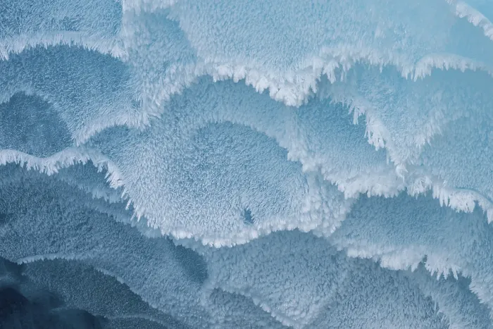 Framed Print : Ice crystals on glacier wall, glacier cave