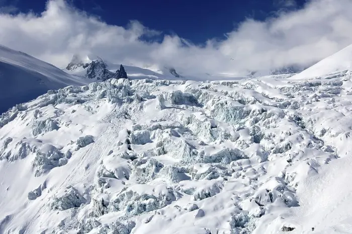 Framed Print : In the ice rifts of the Geant Glacier