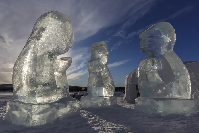 Framed Print : Ice sculptures in front of Icehotel