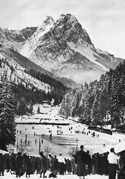 Framed Print : Ice stadium on the Riessersee, where ice hockey and ice speed skating were held Framed Print : Ice stadium on the Riessersee, where ice hockey and ice speed skating were held