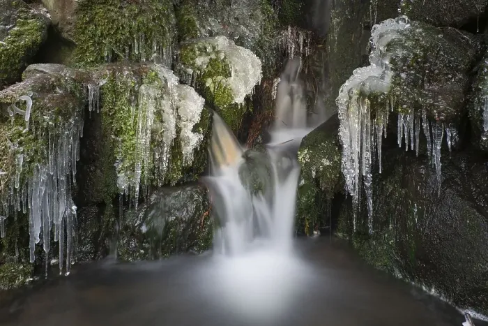 Framed Print : Icicles in creek, Bergpark Wilhelmshoehe Framed Print : Icicles in creek, Bergpark Wilhelmshoehe
